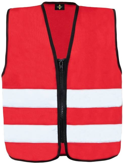 Korntex Kids' Hi-Vis Safety Vest With Front Zipper Aalborg – Red