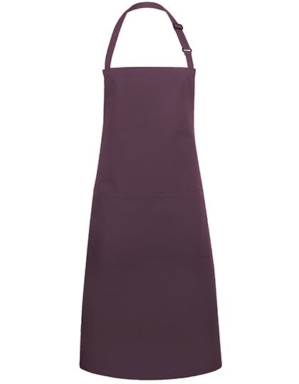 Karlowsky Latzschürze Basic mit Tasche und Schnalle – Aubergine (ca. Pantone 5185C)