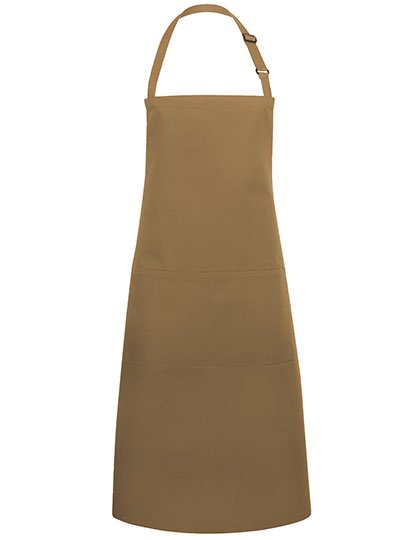 Karlowsky Latzschürze Basic mit Tasche und Schnalle – Camel (ca. Pantone 7504C)