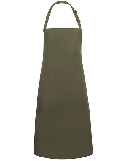 Karlowsky Latzschürze Basic mit Tasche und Schnalle – Moss Green (ca. Pantone 7764C)