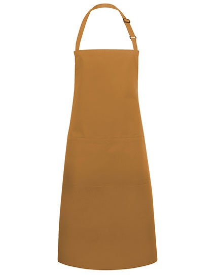 Karlowsky Latzschürze Basic mit Tasche und Schnalle – Mustard (ca. Pantone 146C)