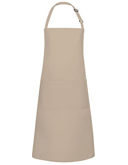 Karlowsky Latzschürze Basic mit Tasche und Schnalle – Sand (ca. Pantone 7529C)