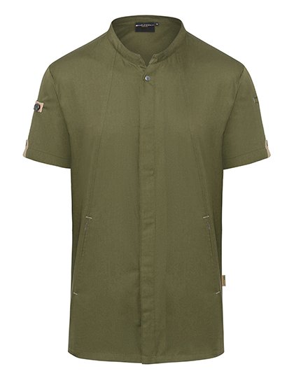 Karlowsky Kurzarm Kochjacke Green-Generation – Moss Green (ca. Pantone 7764C)