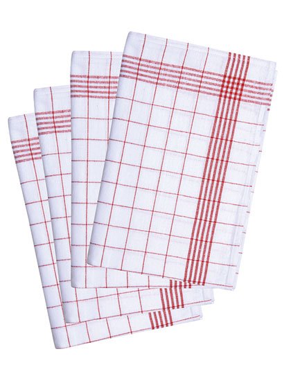 Karlowsky Geschirrtuch kariert (10-er Pack) – Red (ca. Pantone 186C) / White