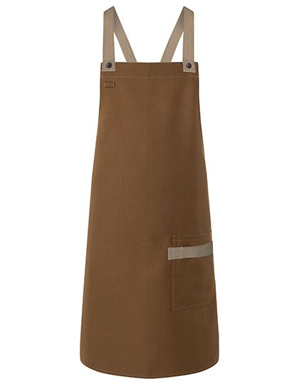 Karlowsky Latzschürze Urban-Look mit Kreuzbändern und Tasche – Cinnamon (ca. Pantone 2321C)