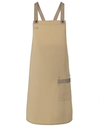 Karlowsky Latzschürze Urban-Look mit Kreuzbändern und Tasche – Pebble (ca. Pantone 4268C)