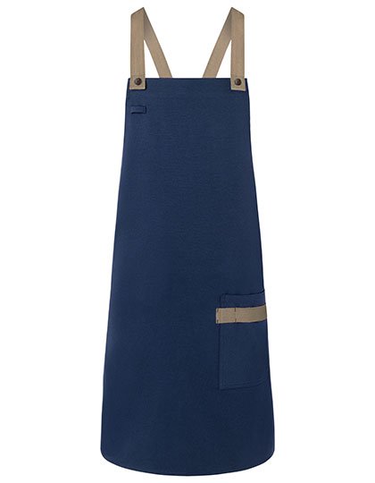 Karlowsky Latzschürze Urban-Look mit Kreuzbändern und Tasche – Steel Blue (ca. Pantone 2380C)
