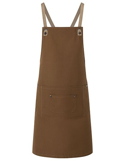 Karlowsky Latzschürze Urban-Nature mit Kreuzbändern und grosser Tasche – Cinnamon (ca. Pantone 2321C)
