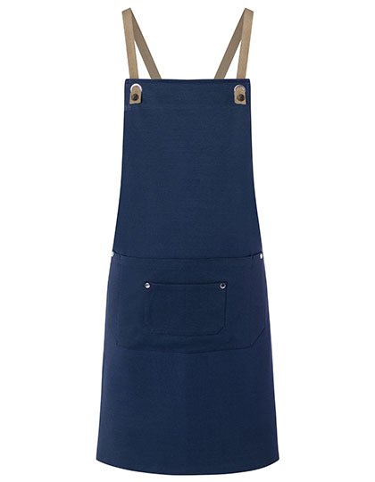 Karlowsky Latzschürze Urban-Nature mit Kreuzbändern und grosser Tasche – Steel Blue (ca. Pantone 2380C)