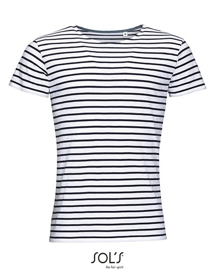 SOL´S Men's Round Neck Striped T-Shirt Miles – White / Navy