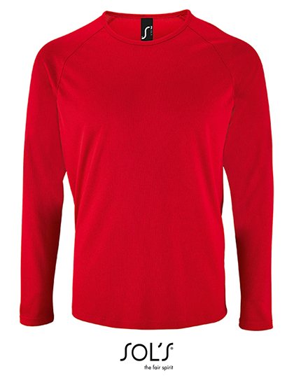 SOL´S Men's Long Sleeve Sports T-Shirt Sporty – Red