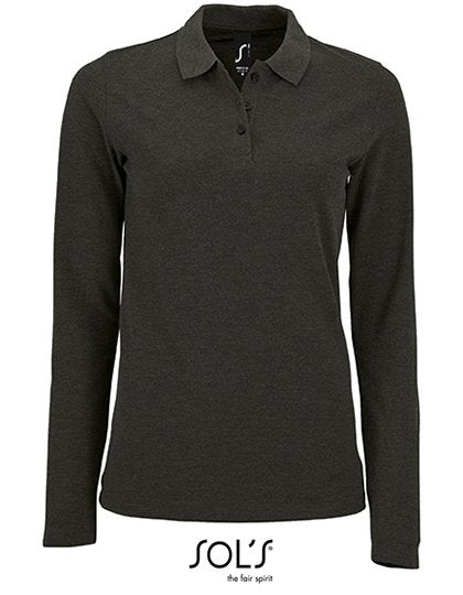 SOL´S Women's Long-Sleeve Piqué Polo Shirt Perfect – Charcoal Melange