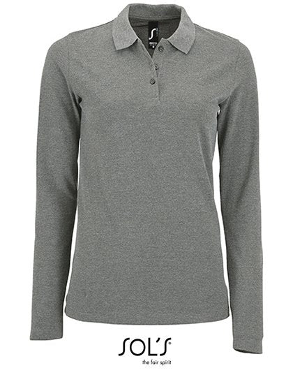 SOL´S Women's Long-Sleeve Piqué Polo Shirt Perfect – Grey Melange