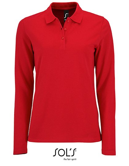 SOL´S Women's Long-Sleeve Piqué Polo Shirt Perfect – Red