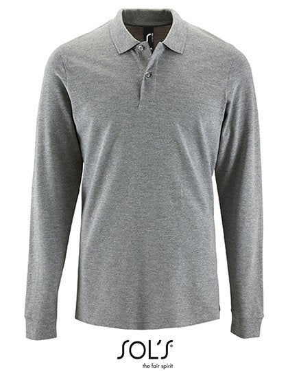 SOL´S Men's Long-Sleeve Piqué Polo Shirt Perfect – Grey Melange