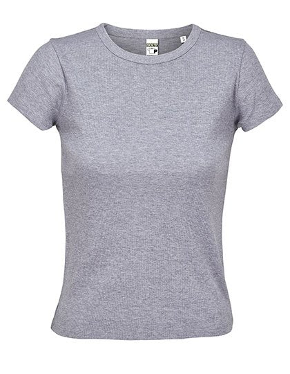 SOL´S Women's Ribbed T-Shirt Sara – Light Grey Melange