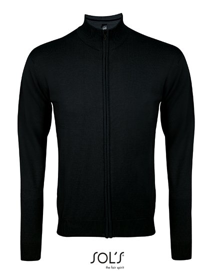 SOL´S Men's Zipped Knitted Cardigan Gordon – Black