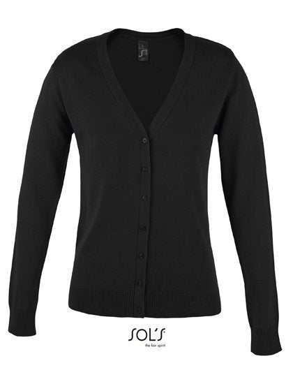 SOL´S Women's Golden V-Neck Knitted Cardigan – Black