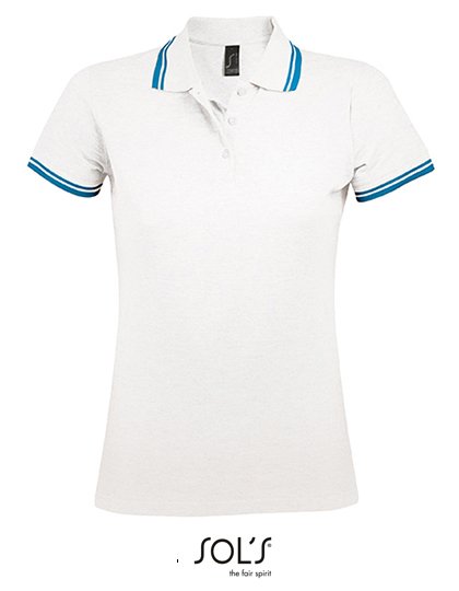 SOL´S Women's Polo Shirt Pasadena – White / Aqua