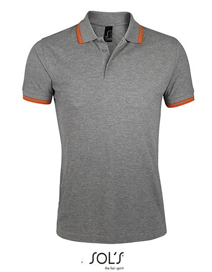 SOL´S Men's Polo Shirt Pasadena – Grey Melange / Orange