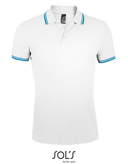 SOL´S Men's Polo Shirt Pasadena – White / Aqua