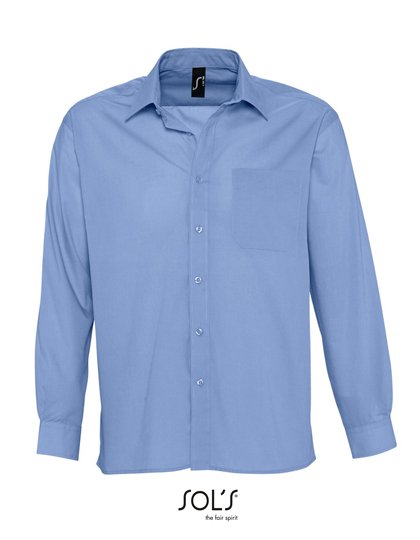 SOL´S Popeline-Shirt Baltimore Long Sleeve – Middle Blue