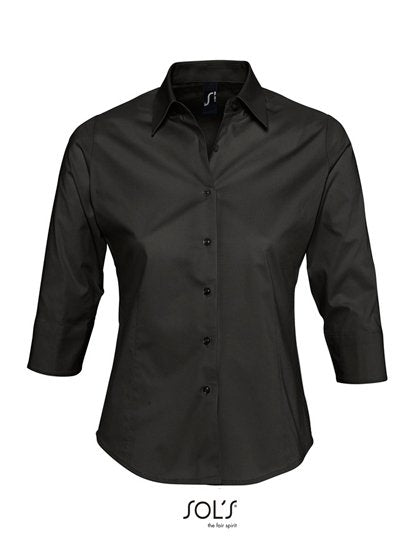 SOL´S Women's Stretch-3/4-Sleeve Blouse Effect – Black