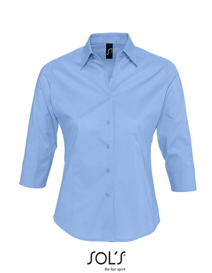 SOL´S Women's Stretch-3/4-Sleeve Blouse Effect – Bright Sky