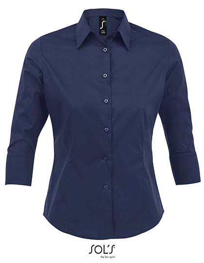 SOL´S Women's Stretch-3/4-Sleeve Blouse Effect – Dark Blue