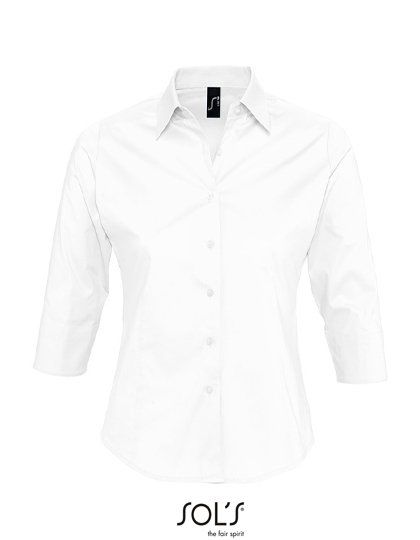 SOL´S Women's Stretch-3/4-Sleeve Blouse Effect – White