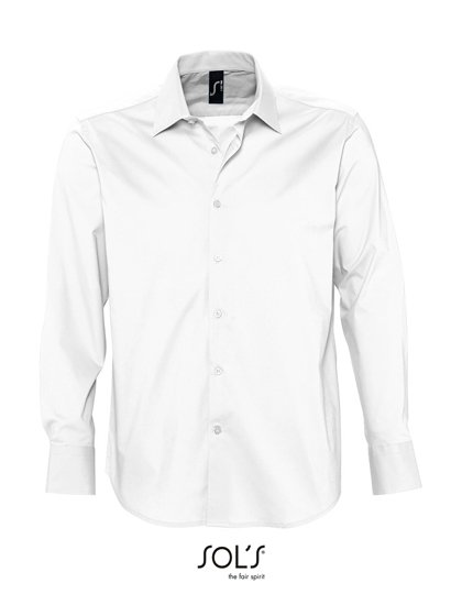 SOL´S Men's Stretch-Shirt Brighton Long Sleeve – White