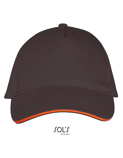 SOL´S Five Panels Cap Long Beach – Dark Grey (Solid) / Orange