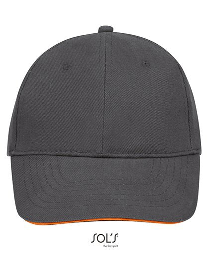 SOL´S Six Panel Cap Buffalo – Grey (Solid) / Orange