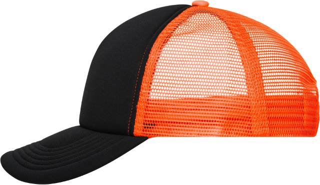 Daiber 5-Panel Polyester Mesh Cap – Black / Neon Orange
