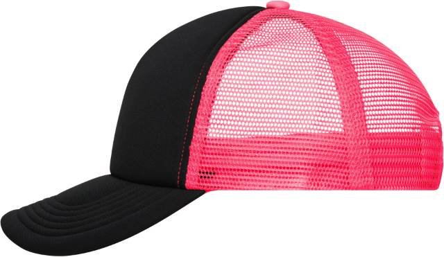 Daiber 5-Panel Polyester Mesh Cap – Black / Neon Pink