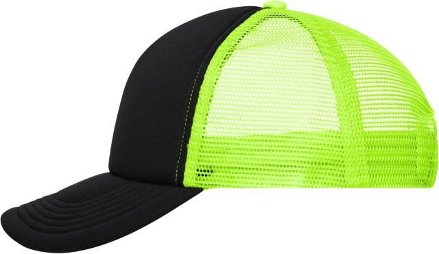 Daiber 5-Panel Polyester Mesh Cap – Black / Neon Yellow