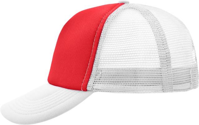 Daiber 5-Panel Polyester Mesh Cap – Red / White