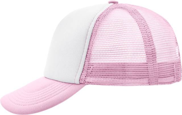 Daiber 5-Panel Polyester Mesh Cap – White / Baby Pink