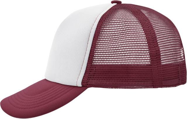 Daiber 5-Panel Polyester Mesh Cap – White / Burgundy