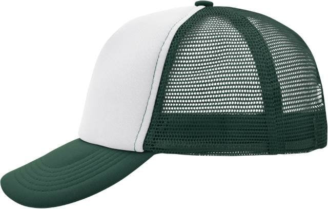 Daiber 5-Panel Polyester Mesh Cap – White / Dark Green