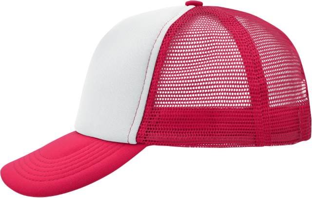 Daiber 5-Panel Polyester Mesh Cap – White / Magenta