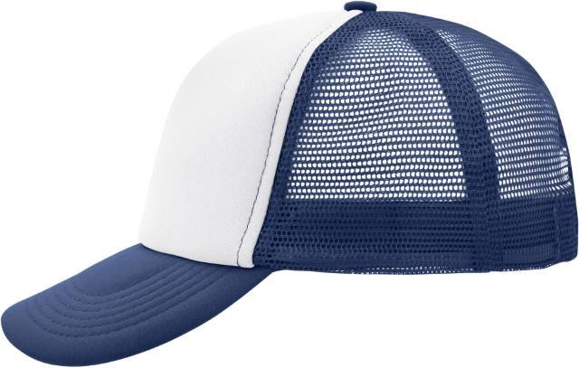 Daiber 5-Panel Polyester Mesh Cap – White / Navy