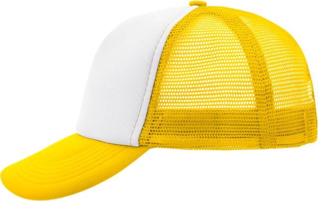 Daiber 5-Panel Polyester Mesh Cap – White / Neon Yellow