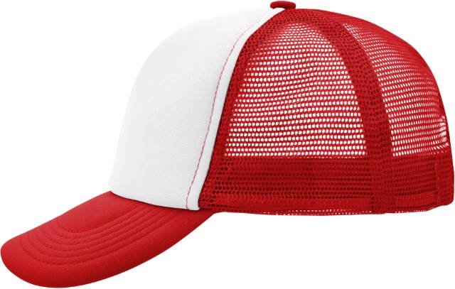Daiber 5-Panel Polyester Mesh Cap – White / Red