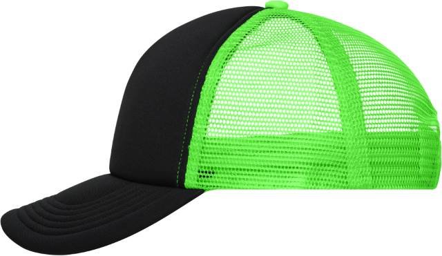 Daiber 5-Panel Polyester Mesh Cap – Black / Neon Green