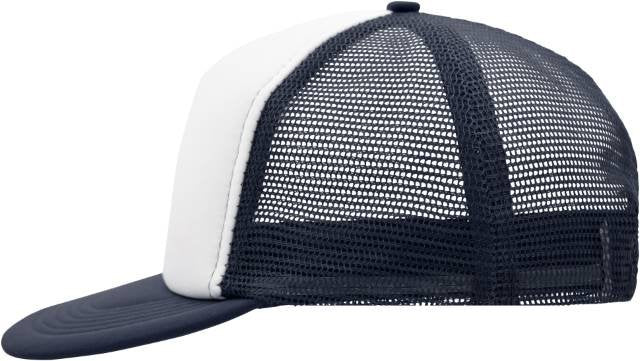 Daiber 5 Panel Flat Peak Cap – White / Navy