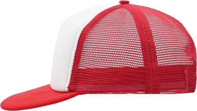 Daiber 5 Panel Flat Peak Cap – White / Red