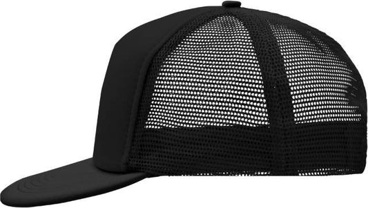 Daiber 5 Panel Flat Peak Cap – Black / Black