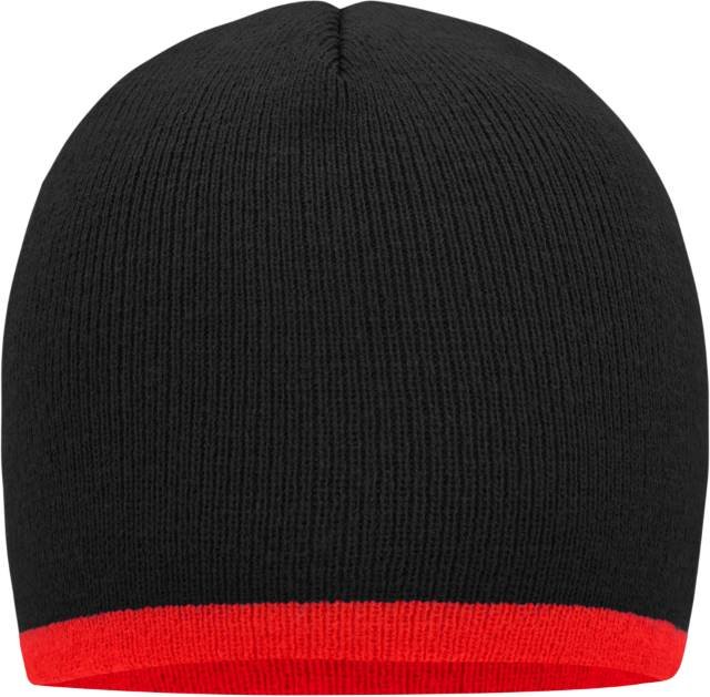 Daiber Beanie With Contrasting Border – Black / Red