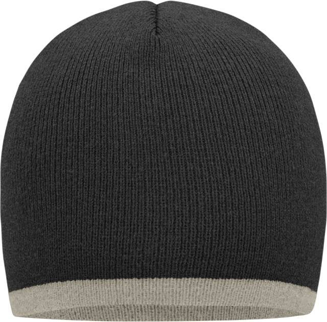 Daiber Beanie With Contrasting Border – Grey Melange / Light Grey Melange
